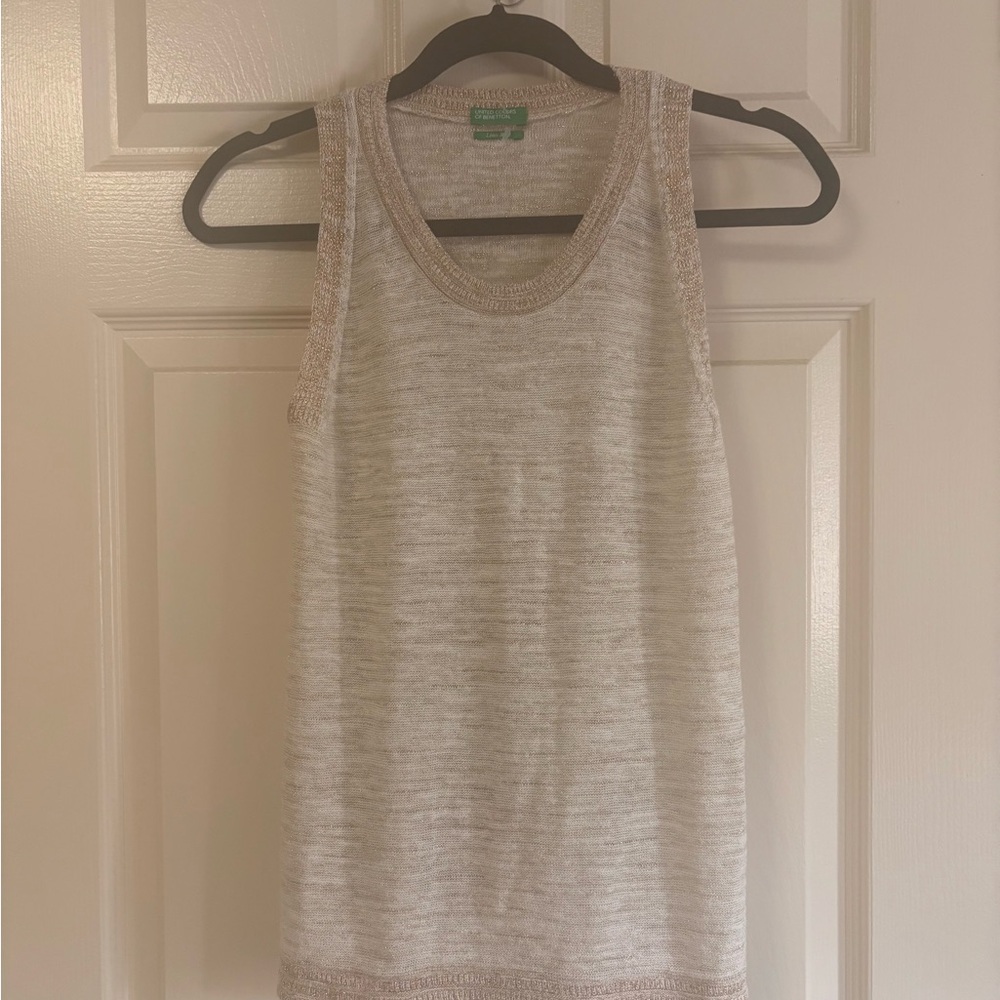 United Colors Of Benetton Gold/Beige Knit Tank Top - Sz S